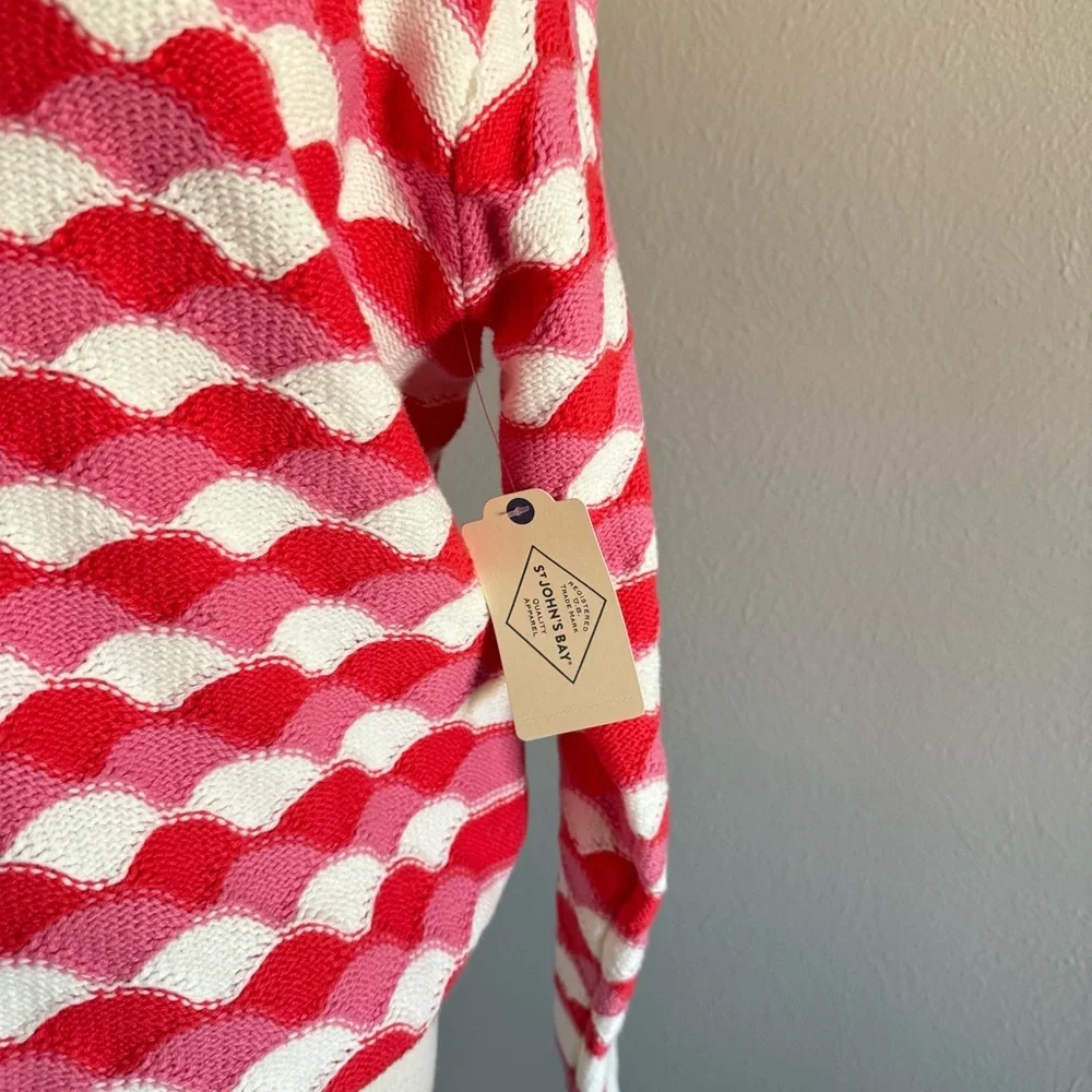 St John’s Bay NWT Red & Pink Knit Sweater Pullover Women’s Size Large - Picture 6 of 9